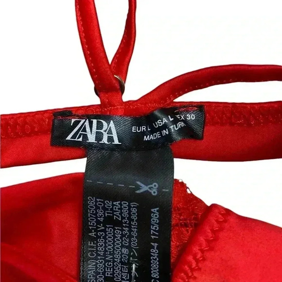 NWOT, ZARA, Satin Bralette With  Lace, Large, Red 🫦 - Picture 4 of 9